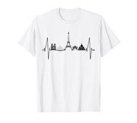 Paris Skyline Heartbeat Eiffel Tower France Heart Love Paris T-Shirt