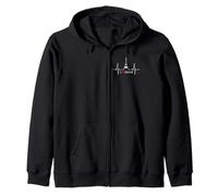 Paris Skyline Heartbeat Eiffel Tower France Heart Love Paris Zip Hoodie