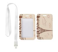 Paris Skyline ID Card Holders with White Lanyard, Teacher Lanyard with ID Holder, Vertical Cards Protector for Work, Vertical Cards Protector for Staff, Nurse Accessories Nurse Essentials