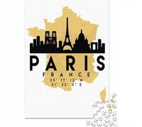 Paris Skyline Map 1000 Piece Jigsaw Puzzle, Modern City Skyline, 1000 Pieces for Adults, Birthday Gift for Home Décor Fans, Screen-Free Fun, 52x38cm/1000pcs