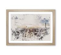 Paris Skyline Vol.3 Watercolour Framed Print | A2 Oak Framed Wall Art | Ready to Hang | Modern Cityscape Picture | Living Room Bedroom Lounge Office