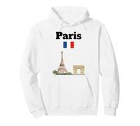 Paris souvenir Eiffel Tower Arc De Triomphe French flag Pullover Hoodie