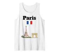 Paris Souvenir Eiffel Tower Arc De Triomphe French Flag Tank Top
