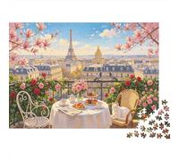 Paris Spring Senior Puzzles 1000 Piece Recycled Eiffel Tower Jigsaw Puzzles Puzzle Game Props Family Gaming Time Educational Game Challenge Gift 70x50cm/1000pcs
