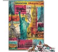 Paris Stamp Collage 1000 Pieces Jigsaw Puzzle For Adults Teens, Challenging Game for Is Ideal As A Gift for The Whole Family (26x38cm)