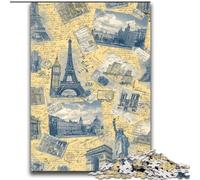 Paris Stamp Collage 2000 Pieces Jigsaw Puzzles for Adults And Teens, Educational Games Home Decoration Birthday Present, Gifts, Wall Art (70x100cm)
