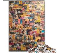 Paris Stamp Collage Jigsaw Puzzles for Adults Teenagers Jigsaws Puzzle, Relax Games Is Ideal As A Gift for The Whole Family (70x100cm)