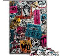 Paris Stamp Collage Jigsaw Puzzles for Adults Teenagers Jigsaws Puzzle, Relax Games Is Ideal As A Gift for The Whole Family (26x38cm)