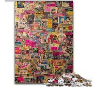Paris Stamp Collage JigsawPuzzle 1000 Pieces for Teenagers, Educational Family Game Suitable for Desktop Decoration (26x38cm)