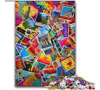 Paris Stamp Collage JigsawPuzzle 2000 Pieces for Teenagers, Pattern Assembly Deal As Gifts for The Whole Family Suitable for And 14 (70x100cm)