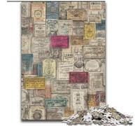Paris Stamp Collage Jigsaws 1000 Pieces for Teenagers, Suitable for People Aged 14 And Above Home Decoration Gift Ideas (26x38cm)