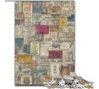 Paris Stamp Collage Jigsaws Puzzles 1000 Pieces for Adults Gifts, Challenging Game Toys Wall Decoration Unique Birthday And Xmas Gifts (50x75cm)