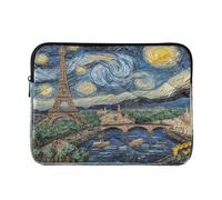 Paris Starry Night Laptop Sleeve 13-15.6 Inch Quilted Laptop Bag for Womoen Men