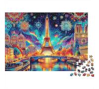 Paris Starry Night Sturdy Cardboard Jigsaw Tower Firework Art 1000 Pieces Classic Adult Impossible Hard Difficult Challenging Relaxation Creativity Gift Giving Family 38x26cm/1000pcs