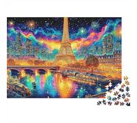Paris Street 1000 Piece Jigsaw Puzzle For Adults Rainbow Eiffel Tower at Night Challenging Puzzle Perfect for Game Nights High Resolution Interlock Perfectlyfor Family 70x50cm/1000pcs