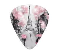 Paris Street Eiffel Tower Pink Floral Guitar paddles, bass guitar, electric guitar or Hawaii four strings (12 packs, thin, medium, heavy)
