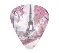 Paris Street Eiffel Tower Pink Floral - Guitar Picks-12 Pack Includes Thin, Medium & Heavy Gauges, Best Gift for Guitar Lovers
