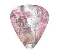 Paris Street Eiffel Tower Pink Floral - Guitar Picks-12 Pack Includes Thin, Medium & Heavy Gauges, Best Gift for Guitar Lovers
