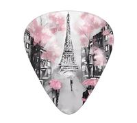 Paris Street Eiffel Tower Pink Floral Guitar Plectrums 12 Pieces For Ukulele Bass Instrument Accessories