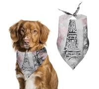 Paris Street Eiffel Tower Pink Floral Pet Scarf,Soft Durable Triangle Dog Bandanas Lightweight Breathable Comfortable Pet Bib for Small Medium Large Breed.