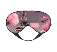 Paris Street Eiffel Tower Pink Floral Print Comfortable Eye Mask Breathable Adjustable Men Women Lightweight Travel Yoga Work