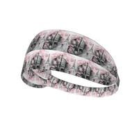 Paris Street Eiffel Tower Pink Floral Printed Athletic Head Wrap, Non Slip Hair Band, Keeps Sweat Out of Eyes for Yoga Gym Workout
