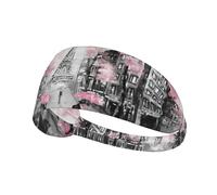 Paris Street Eiffel Tower Pink Floral Printing One-Pack Comfortable Elastic Exercise Headband Athletic Band 4.3 * 13.4in Soft And Breathable â€‹