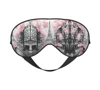 Paris Street Eiffel Tower Pink Floral Sleep Eye Mask Comfortable Eyes Hade for Sleeping,Light Blocking Sleep Mask with Adjustable Strap