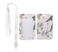 Paris Street Lamps ID Card Holders with White Lanyard, Swipe Card Holder, Vertical Name Badges Protector for Paramedic, Vertical Cards Protector for Women, Nurse Essentials Nurse Accessories Work