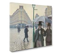 Paris Street On A Rainy Day by Gustave Caillebotte Canvas Print | Gallery Wrapped 30mm Frame Wall Art | 20x20 inches | Ready to Hang | Modern Cityscape Picture | Living Room Bedroom Lounge Office