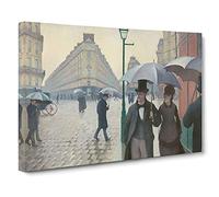 Paris Street On A Rainy Day By Gustave Caillebotte Canvas Print | Gallery Wrapped 30mm Frame Wall Art | 30x20 inches | Ready to Hang | Classic Cityscape Picture | Living Room Bedroom Lounge Office