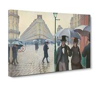 Paris Street On A Rainy Day By Gustave Caillebotte Canvas Print | Gallery Wrapped 30mm Frame Wall Art | 20x14 inches | Ready to Hang | Classic Cityscape Picture | Living Room Bedroom Lounge Office