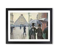 Paris Street On A Rainy Day By Gustave Caillebotte Classic Painting Framed Print | A3 Black Framed Wall Art | Ready to Hang | Classic Cityscape Picture | Living Room Bedroom Lounge Office