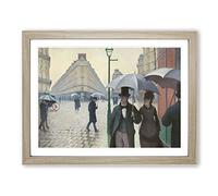 Paris Street On A Rainy Day By Gustave Caillebotte Classic Painting Framed Print | A4 Oak Framed Wall Art | Ready to Hang | Classic Cityscape Picture | Living Room Bedroom Lounge Office