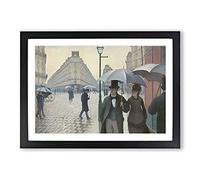 Paris Street On A Rainy Day by Gustave Caillebotte Framed Print | A2 Black Framed Wall Art | Ready to Hang | Modern Cityscape Picture | Living Room Bedroom Lounge Office