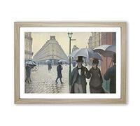 Paris Street On A Rainy Day by Gustave Caillebotte Framed Print | A2 Oak Framed Wall Art | Ready to Hang | Modern Cityscape Picture | Living Room Bedroom Lounge Office