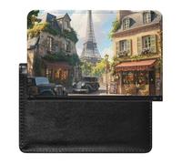 Paris Street Printed Passport Holder Cover Leather Passport Wallet Slim Card Case for Travel