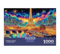 Paris Street Puzzle 1000 Piece Vibrant Neon City Jigsaw Puzzles Impossible Puzzle Have Fun Learning 100% Recycled Cardboard for Adults And Kids Age 14 Years Up 38x26cm/1000pcs