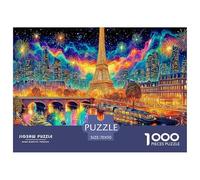 Paris Street Recycled Paper 1000 Pc Puzzle for Adults Kids -Cosmic Eiffel Tower at Night Fun Present & Activity for Home Great Gift Idea70x50cm/1000pcs