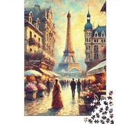 Paris Street Scene 1000 Pc Cardboard DIY Impressionist Cityscape Puzzle 12+, Challenging Family Game, Vibrant Colours, Stress Relief & Wall Decor 70x50cm/1000pcs