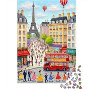 Paris Street Scene Beginners Jigsaw Puzzle 1000 Pieces Office Break Puzzle Stress Relief Activity 38x26cm/1000pcs