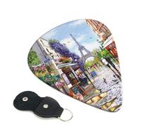 Paris Street Scene Eiffel Tower Guitar Picks, 6 Pcs Guitar Plectrums double-sided printing, suitable for acoustic, electric and bass guitars, including 0.46 mm 0.71 mm 0.96 mm