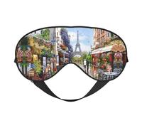 Paris Street Scene Eiffel Tower Night Mask Soft Reversible Eye Cover Adjustable Strap Light Blocking Comfortable Rest