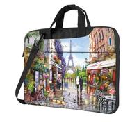 Paris Street Scene Eiffel Tower Printed Waterproof Laptop Case Ultra-Thin Portable One-Shoulder Laptop Bag 600d Oxford 13in/14in/15.6in