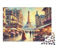 Paris Street Scene-Impressionist Cityscape 1000 Piece Jigsaws with Perfect Snap Fit Centenary Jigsaws Paris Street for A Sustainable Hobby As Wall Art Puzzle for Self-care Gifts 70x50cm/1000pcs