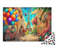 Paris Street Scene Jigsaw Puzzle Vibrant Balloons & Fantasy Castle Jigsaw Puzzles Theme:Romantic Street Great Gift Idea 52x38cm/1000pcs