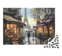 Paris Street Scene Recycled Cardboard 1000-Piece Impressionist Cityscape Painting Puzzle, Decompression & Stress Relief, Personalised Gift, Wall Decor & Home Holidays 38x26cm/1000pcs