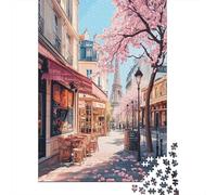 Paris Street ScenePuzzles 1000 Pieces for Adults for Adults 1000 Piece Puzzle Educational Challenge Games Home DecoratioCherry Blossom Urban Style