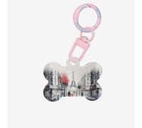 Paris Street Tower Painting Printing 1 Pc Dog Bone Shape Id Tags Double Sided with Key Ring Craft for Pets