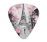 Paris Street Tower Pink Floral Premium Bass Electric Guitar Picks,Guitar Plectrum For Unparalleled Musical Experience